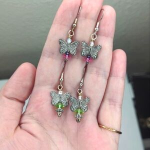Pink OR Green Butterfly Earrings